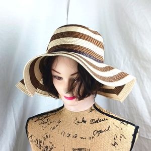 New Sunlily Roll-n-Go Sun Hat, Brown-Tan Stripe, women's sun hat one size fits